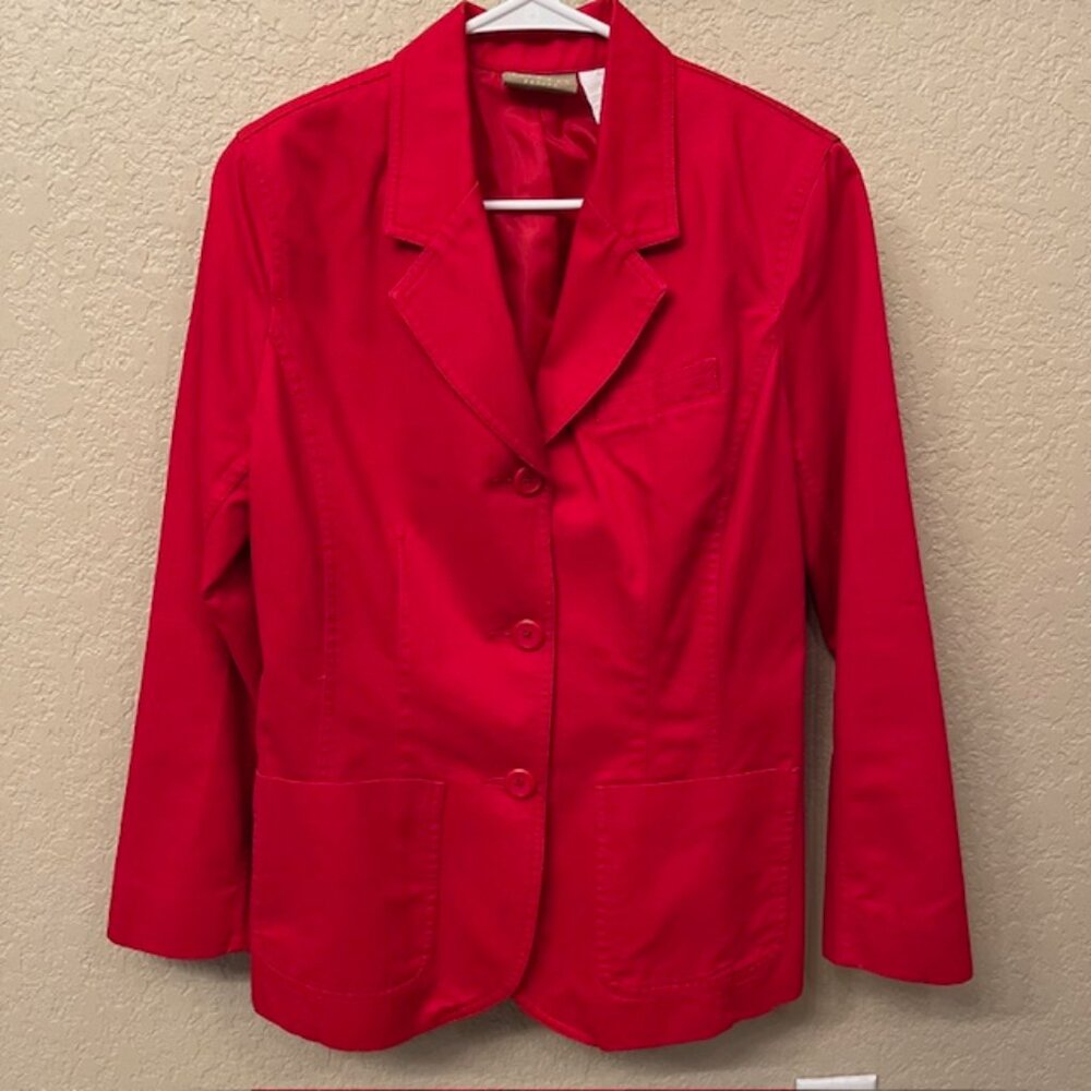 Red blazer jacket Y2K Liz Claiborne Lizwear Cotton career office chic 8P